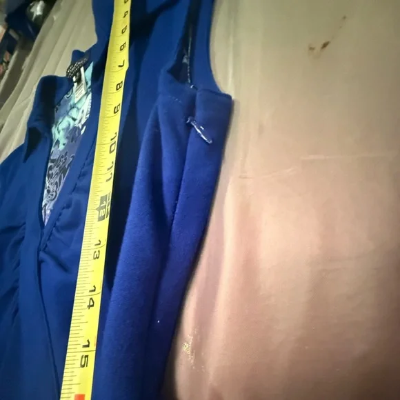 Cache Royal Blue Cap sleeve V-neck Belted Dress Size 12/Large - Picture 4 of 10